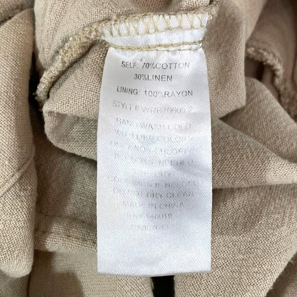 LOST + WANDER LINEN BLEND SAFARI BELTED CROPPED JUMPSUIT IN BEIGE - S - Picture 10 of 10